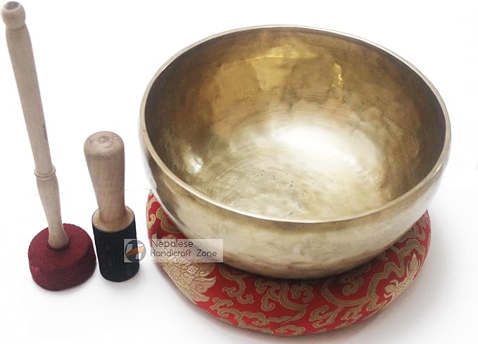 Tibetan Plain Singing Bowl - Meditation Bowl-Handmade Bowl Set by Nepalese Handicraft Zone (12") NepaleseHandicraftZone