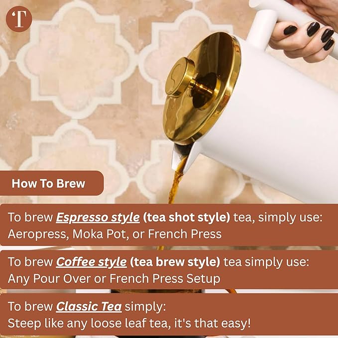 Tea Latte Sampler Kit by Teaspressa – 4 Signature Organic Tea Blends + 4 Luxe Sugar Cubes – Make at Home - Manhattan Black, Earl Grey, Green & Rooibos Tea – Salted Caramel, Vanilla, London Fog & Rose Gourmet Sugar Cubes – Gift Set - Vegan & Gluten-Free - Bloomnest