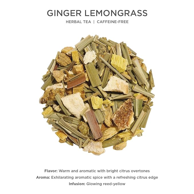 Tea Forte Ginger Lemongrass Premium Loose Leaf Caffeine-Free Herbal Tea Blend Canister, Makes 35-50 Cups - Bloomnest