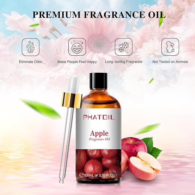 PHATOIL 3.38FL.OZ Apple Fragrance Oils for Aromatherapy, Essential Oils for Diffusers for Home, Perfect for Diffuser, Yoga, Skin Care, DIY Candle and Soap Making - 100ml - Bloomnest