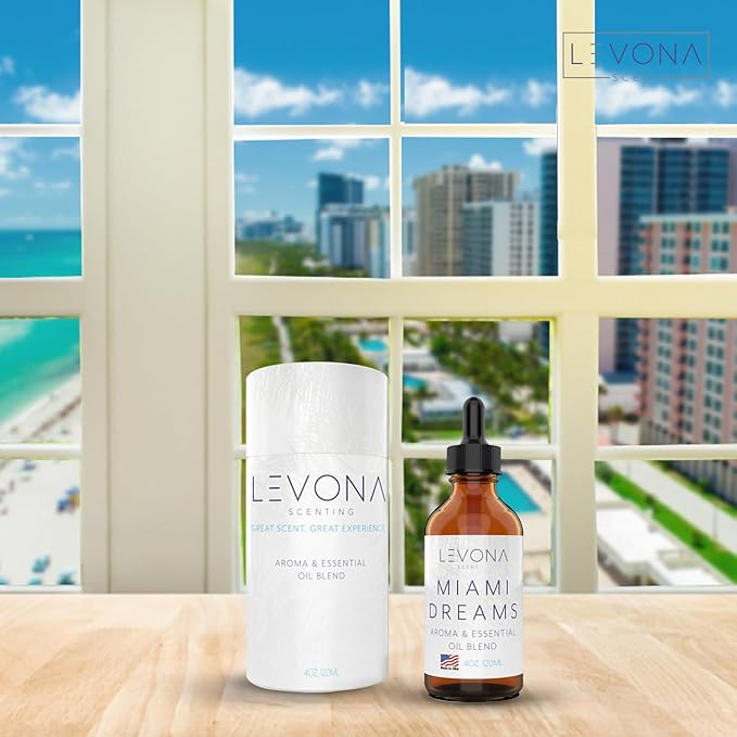 Levona Scent Essential Oils for Diffusers for Home: Miami Dreams Hotel & Home Luxury Scents Fragrance Oil - Aroma Oil with Notes of Bergamot Oil & Pine Essential Oil -120 Ml Scented Oils for Diffuser - Bloomnest