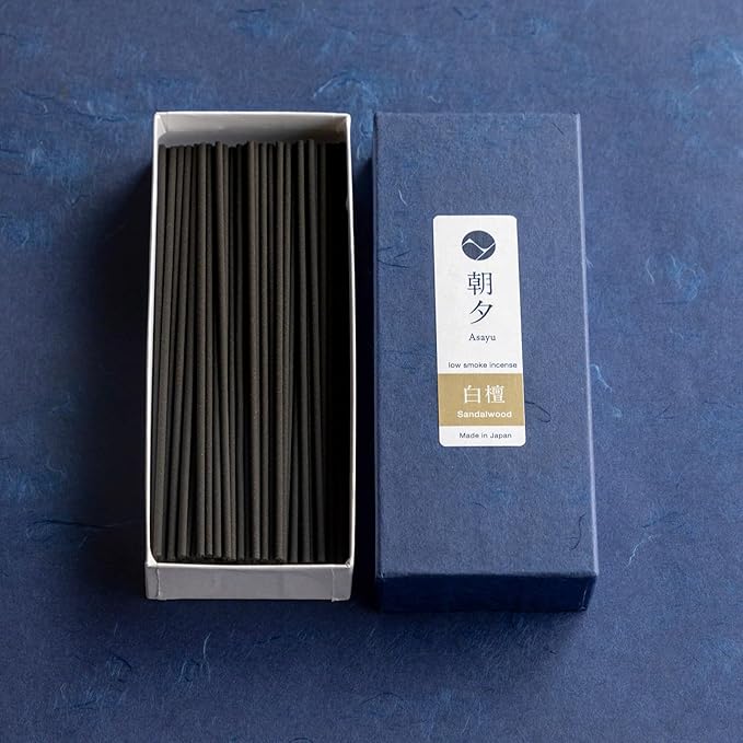 Gift Set: Sandalwood Incense Sticks & Navy Blue Lotus Holder by Asayu Japan - Bloomnest