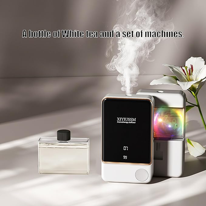 Waterless Essential Oil Diffuser for Home & Office Cordless Battery Operated Aroma Diffuser with 7 Mist Levels, Ultrasonic Air Freshener for Large Rooms Bedroom Bathroom Car Small & Portable - Bloomnest
