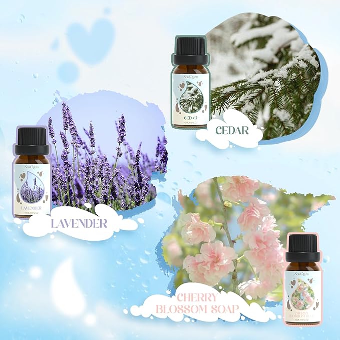 Laundry Fragrance Oils Set, Essential Oil for Diffuser, Aromatherapy Gift, Clean Scent Diffuser Oil, Use with Wool Dryer Balls,Chamomile, Fresh Cotton, Sage, Cedar, Lavender, Cherry Soap - Bloomnest