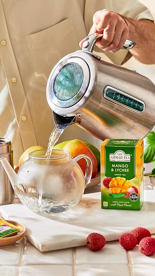 Ahmad Tea Green Tea, Mango & Lychee Teabags, 20 ct (Pack of 1) - Caffeinated & Sugar-Free - Bloomnest