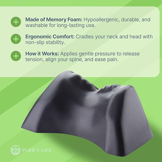 Occipital Release Tool for Pivotal Therapy & TMJ Device – Cervical Traction Pillow for Neck, Shoulder, and Back Pain Relief - Tension Headaches, Firm Foam Cradle, Craniosacral Therapy, Trigger Points PurifyLife