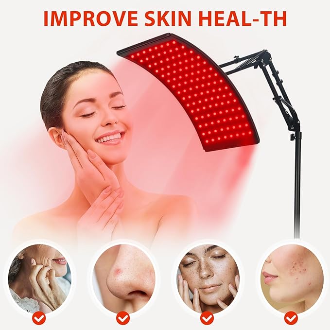 Red Light Therapy for Body, Adjustable Infrared Light Therapy Lamp with Stand - 660nm Red Light and 850nm Near Infrared Light Lamp Device for Facial and Body Skincare Doinart