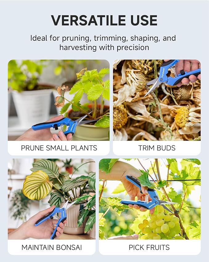 Fondwell 6.5" Gardening Scissors Trimming Shears: 2 Pack of Trimming Scissors for Buds - Comfortable Hand Pruners with Curved Blades - Bloomnest