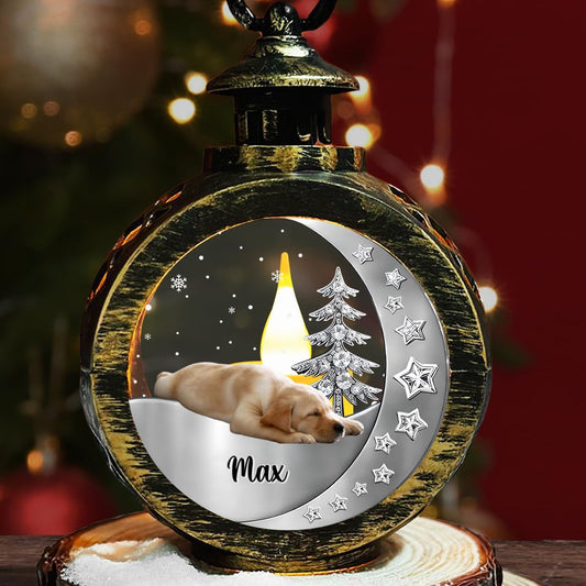 WRAPPINESS Personalized Sleeping Dog Christmas Lantern for Dog Lovers, Custom Photo Memorial Lantern Loss of Dog, Deepest Sympathy Gift for Pet Loss, Hardest Goodbye Dog Remembrance Gift