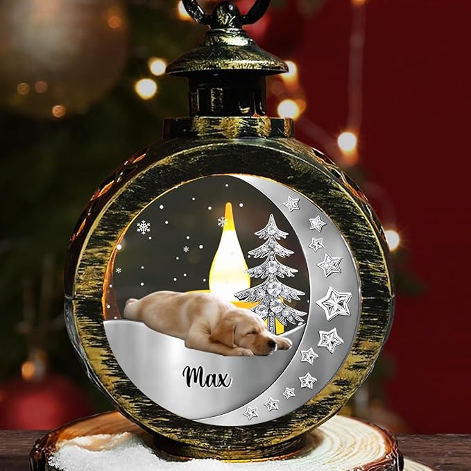 WRAPPINESS Personalized Sleeping Dog Christmas Lantern for Dog Lovers, Custom Photo Memorial Lantern Loss of Dog, Deepest Sympathy Gift for Pet Loss, Hardest Goodbye Dog Remembrance Gift - Bloomnest