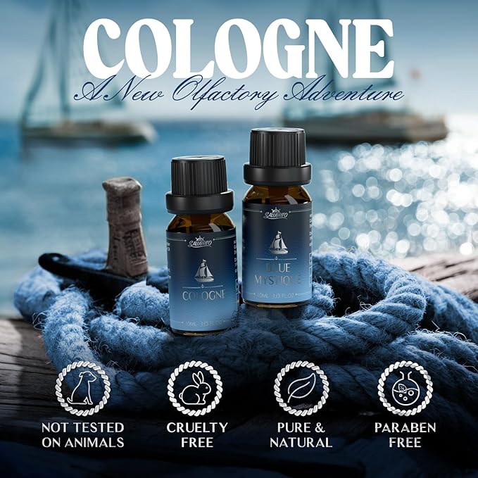 SALUBRITO Cologne Fragrance Oils, Premium Essential Oil Set for Diffuser, Soap, Candle Making Scents, Amber Oud, Midnight Musk, Blue Mystique, Sweet Tobacco, Nocturne, Cologne - Bloomnest