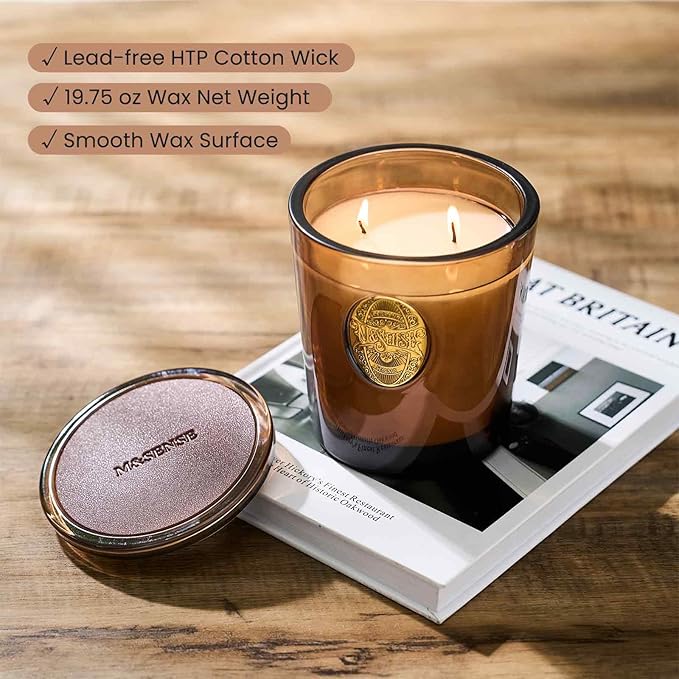 M&SENSE Large Two-Wick Soy Candle | Hot Cocoa & Brown | 19.8 oz, 120H Burn Time | Luxury Scented Candle for Relaxation, Gifting, Home Décor | Ideal for Bedroom, Office, Party Ambiance - Bloomnest