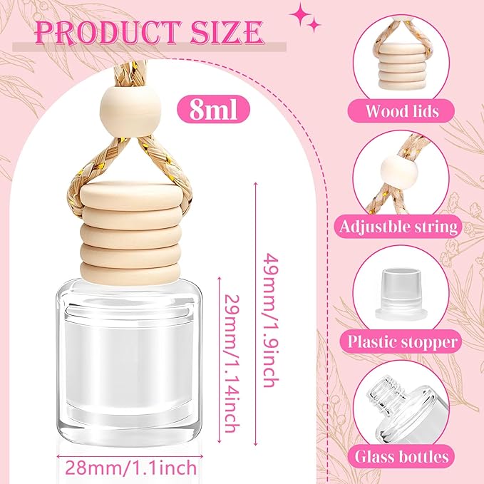 AROIC Car Air Freshener - Pink Sparkle Champagne Fragrance, 6 Pack Long Lasting Essential Oil Fragrance Diffuser, Hanging Cute Automotive Perfumes Interior Decor, Pink Car Accessories for Women & Men - Bloomnest