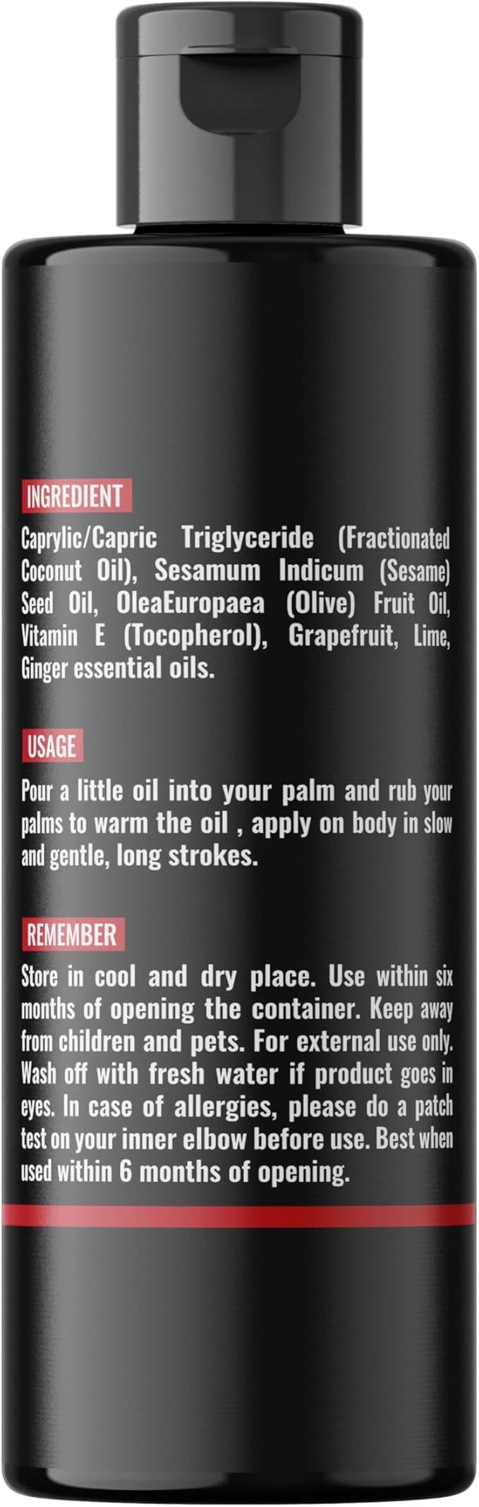 Organic - Grapefruit Full Edible Body Massage Oil - Refreshing, Calming | No Stain & Non-Sticky | with Fractionated Coconut Oil, Grapefruit & Lime Oil - 4.05 Fl Oz - Bloomnest