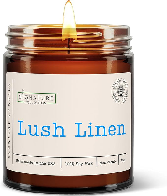 Lush Linen Scented Candle, Many Scents to Choose from, All Natural Non-Toxic Soy Wax, Handmade in The USA(Lush Linen) - Bloomnest