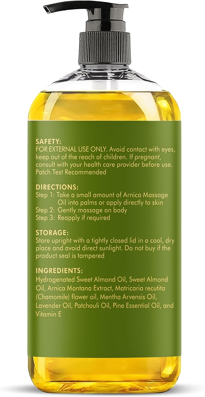 MAJESTIC PURE Arnica Massage Oil for Massage Therapy - Refreshing, and Relaxing - Natural Oils with Lavender & Chamomile Essential Oils - for All Skin Types - Men and Women - 8 fl oz - Bloomnest