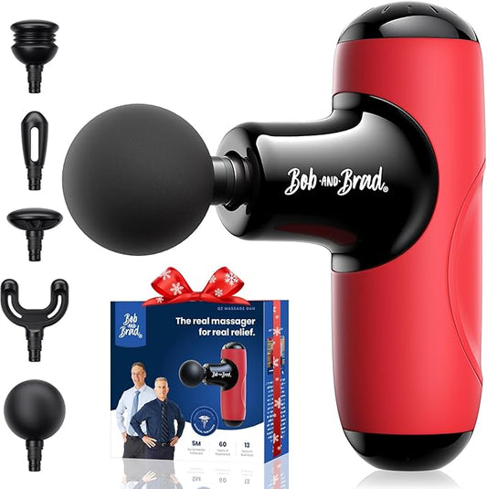 BOB AND BRAD Q2 Mini Massage Gun for Women - Portable Muscle Pain Relief, Powerful Deep Tissue Percussion Massager, Ultra Quiet Handheld Massager, Designed for Travel - Red - Bloomnest