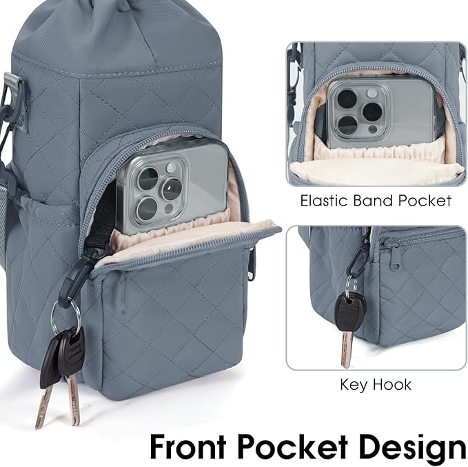 sportsnew Water Bottle Holder with Strap 32oz 40oz Insulated Water Bottle Carrier Sling Bag with Phone Pocket Crossbody sportsnew