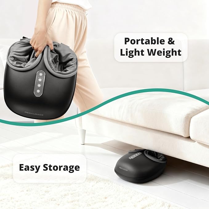 Medcursor Foot Massager Machine with Heat, Feet Massage Delivers Relief for Tired Muscles & Plantar, Deep Kneading Therapy, Multi-Level Settings for Home, Office Use, Size up to 11" - Bloomnest