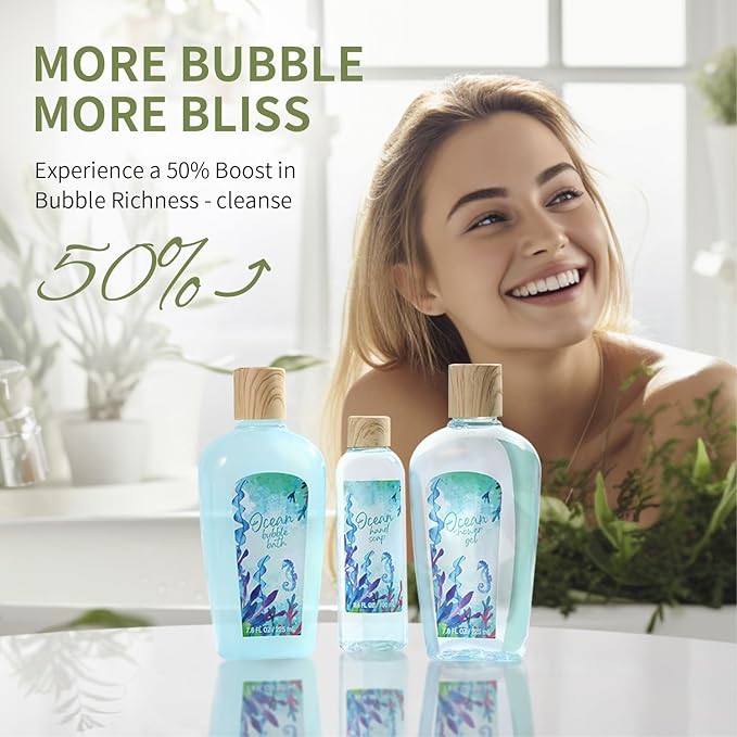 BODY & EARTH 12Pcs Ocean Scent Spa Gift Baskets for Women Luxurious Gifts for Women Valentines Day Gifts for Her Gift Sets for Women