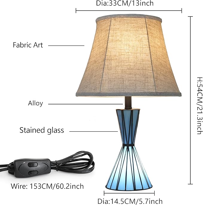 Set of 2 Table Lamps for Bedroom 3-Way Dimmable 21'' Bedside Table Lamps with 13 inches Linen Shades for Living Room Bedroom Office Hotel Study Room - Bloomnest
