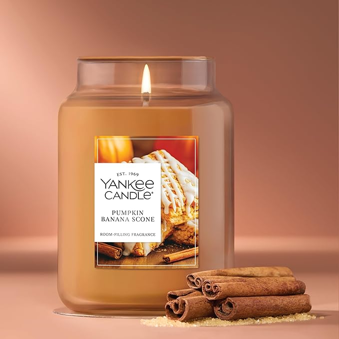 Yankee Candle Pumpkin Banana Scone, Fall Scented Candle, 22oz Large Jar with up to 150 Hour Burn Time - Bloomnest