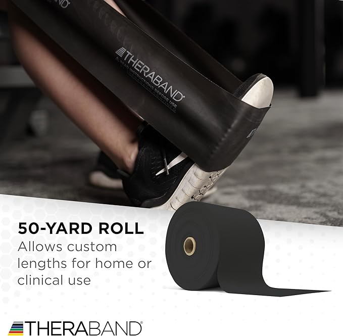THERABAND Resistance Band, Black, Special Heavy, 50-Yard Roll, Latex Elastic Band for Exercise - Bloomnest