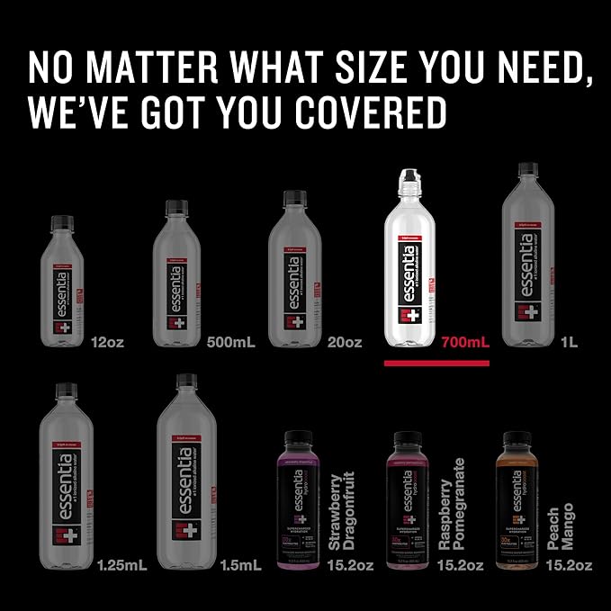 Essentia Water LLC, Ionized Alkaline Bottled Water; 99.9% Pure, Infused with Electrolytes, 9.5 pH or Higher with a Clean, Smooth Taste, 23.67 Fl Oz (Pack of 24) - Bloomnest