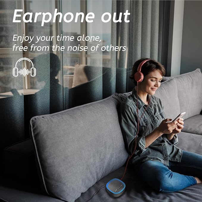 Sleep White Noise Sound Machines with 30 Soothing Sounds 3.5 mm Headphone Jack 5 Timer Settings 32 Precise Volume Memory Function Compact Design Ideal Gift for Everyone