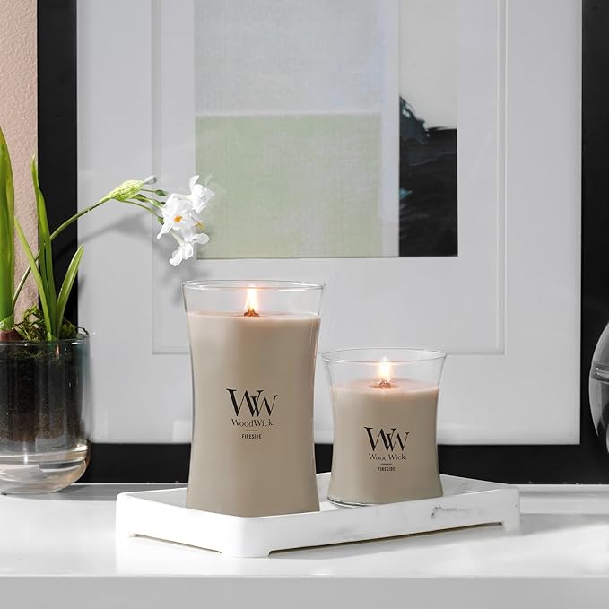 WoodWick Fireside Holiday Candle Gifts for Women and Men, 9.7 oz Medium Hourglass Candle with Crackling Wick - Bloomnest