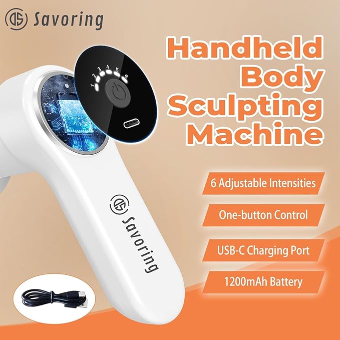 Cordless Body Massage Lymphatic Drainage Tool, 5-in-1 Handheld Body Sculpting Machine, Electric Cellulite Massager with 6 Speeds, Rechargeable & Portable Cellulite Roller for Thighs Butt Fat - Bloomnest