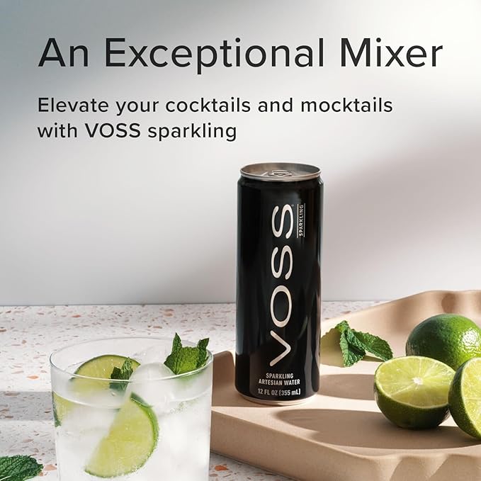 VOSS Artesian Sparkling Water Cans - 3 Pack of 8 – 24 Slim Cans - Pure Carbonated Water Refreshment - Perfect for Celebrations, Home, Office, On-the-Go Hydration - Bloomnest