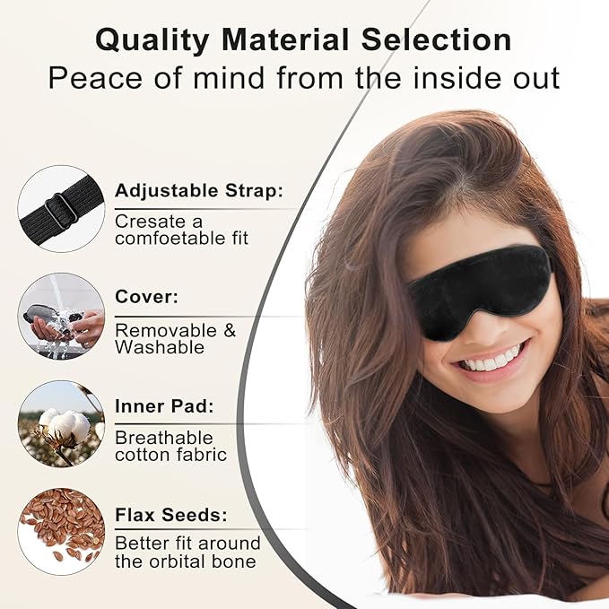 KOVNLO Heated Eye Mask, Washable USB Electric Moist Heat Warm Compress for Eyes, Eye mask with Flaxseed for Dry Eyes, Blepharitis, Chalazion, MGD, Stye Eye Treatment - Bloomnest