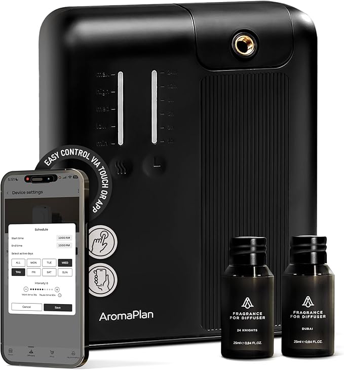 AromaPlan 5 Star Collection Cold Air Scent Diffuser, Whole House (2 Scents Included)- Waterless Smart Aroma, Scent &Time Adjust., App Control, HVAC | Home, Commercial, Hotel | Large Room, 2,000 sq.ft - Bloomnest