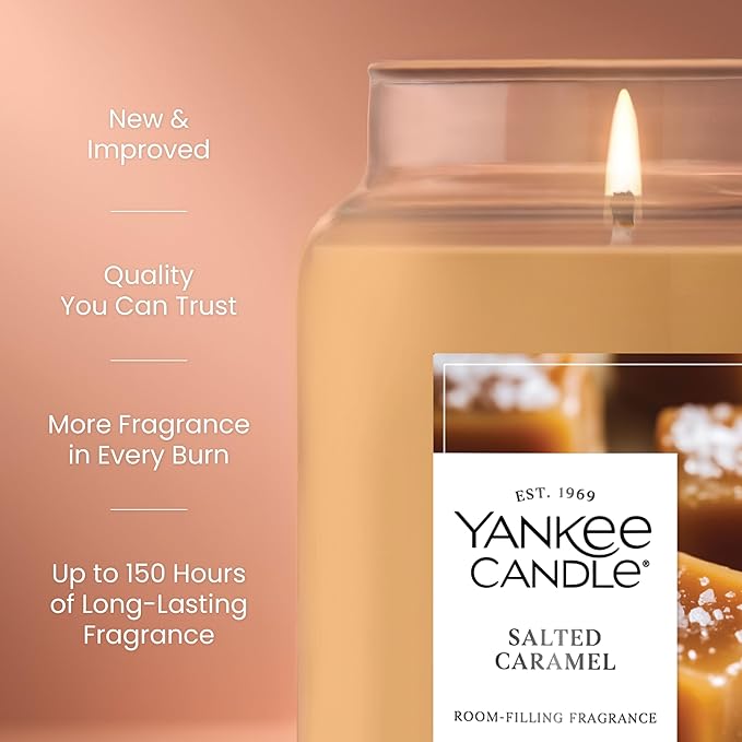 Yankee Candle Salted Caramel Scented Candle, 22oz Large Jar with up to 150 Hour Burn Time, Giftable, Holidays - Bloomnest