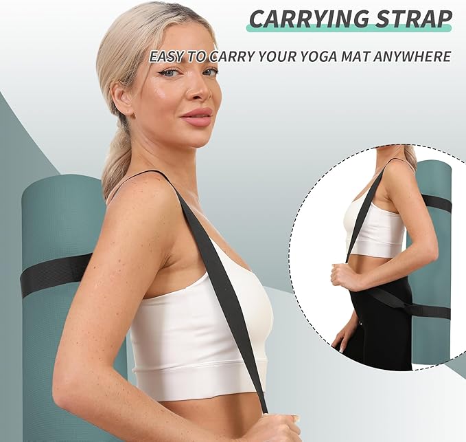 Yoga Mat with Strap,Non-Skid Workout Mat,8mm Thick Yoga Mat,POE Yoga Mats for Women Men Kids,Exercise Mat with Easy-Cinch,72"x24"x0.32” (183x61x0.8cm)