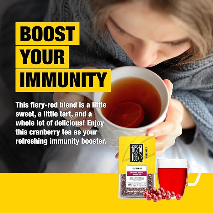 Tiesta Tea - Cranberry Hibiscus Rooibos Tea, Fireberry, Loose Leaf, Herbal Blend with Hibiscus, Cranberry, Currants & Rooibos, Enjoy Hot or Iced, 1.7oz Resealable Pouch, 25 Cups - Bloomnest