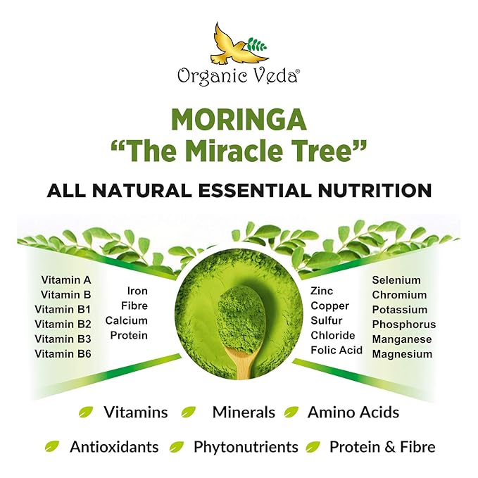Organic Veda Moringa Tea Leaves - 100% Organic Dried Leaves - Moringa Oleifera Loose Leaf for Herbal Tea - Antioxidants Rich, Naturally Boosts Energy, Supports Digestion & Immune System - 7oz - Bloomnest