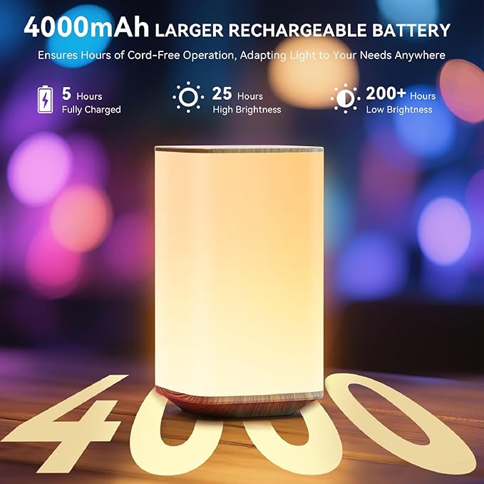 Auxmir Nursery Night Light for Kids, Touch Dimmable Night Lamp with 256 RGB Color Changing for Baby Adult, Breastfeeding, Sleep Aid, 4000mAh Rechargeable Bedside Table Lamp with Timer, Soft Eye Caring - Bloomnest