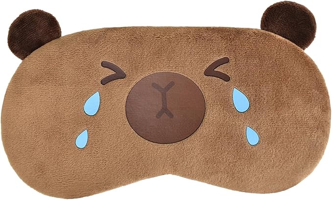 Cute Animal Sleeping Mask Sleep Mask, Funny Capybara Eye Masks for Travel Nap Sleeping Blindfold Eye Cover Eyeshade for Adult Teens Men Women - Sad Capybara, Brown - Bloomnest