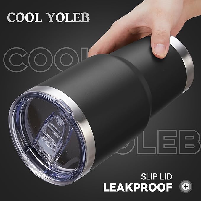 30 oz Tumbler with Lid Stainless Steel Tumblers Vacuum Insulated Cup Reusable Powder Coated Travel Mug Double Wall Leak Proof Portable Cups Keep Cold Drinks for 12 Hours, Black, 1 Pack - Bloomnest