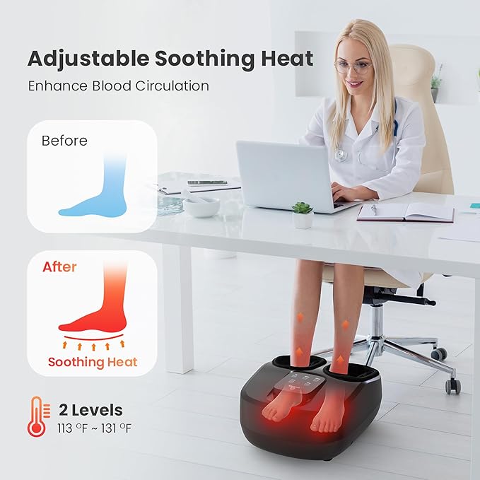 COMFIER Shiatsu Foot Massager with Heat,Kneading, Compression, Massage Machine for Plantar Fasciitis Neuropathy, Remote Control,Heated Foot Warmer, Gifts for Men,Women,Size 13 - Bloomnest