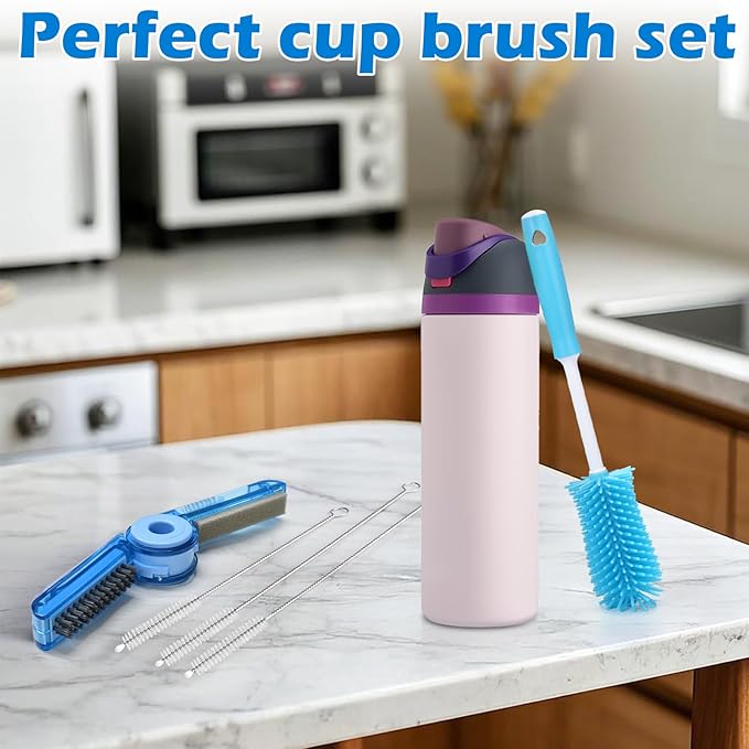 Palksky Water Bottle Cleaning Brush Kit, Brush and Straw Cleaner for Owala, 5 PCS Palksky