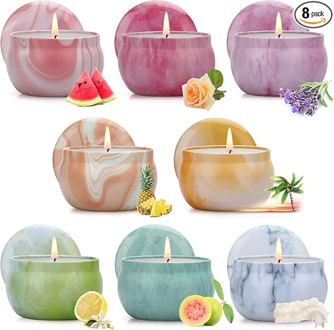 Scented Candles Gifts for Women, 8 Pack Candles for Home Scented, 8% Essential Oil Soy Candle, Stress Relief Gifts for Women, Aromatherapy Candle Set for Birthday, Thanksgiving - Bloomnest