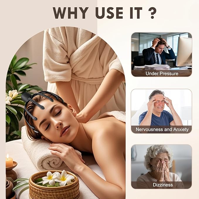 Electric Scalp Massager with 3 Modes, Head Massager Scalp, 360 Degree Head Massager, Cordless Portable Head Scratcher for Stress Relax, Birthday & Christmas Gift Bloomnest