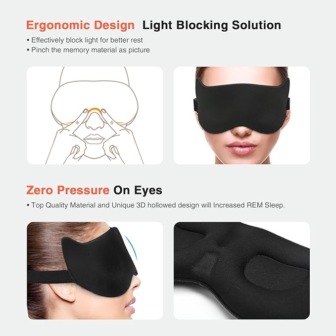 Cute Sleep Eye Mask for Kids, 3D Contoured Cup Sleeping Mask & Blindfold, Concave Molded Night Sleep Mask, Block Out Light, Soft Comfort Eye Shade Cover for Travel Yoga Nap,KD - Bloomnest