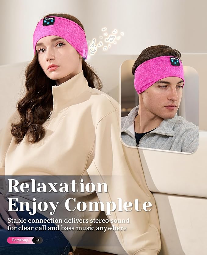Sleep Headphones Bluetooth Headband Sleeping Headphones Headband Wireless Sleep Headband with Comfortable Earbuds for Side Sleepers, Sleeping Eye Mask for Women Men Workout Running Cool Gifts - Bloomnest