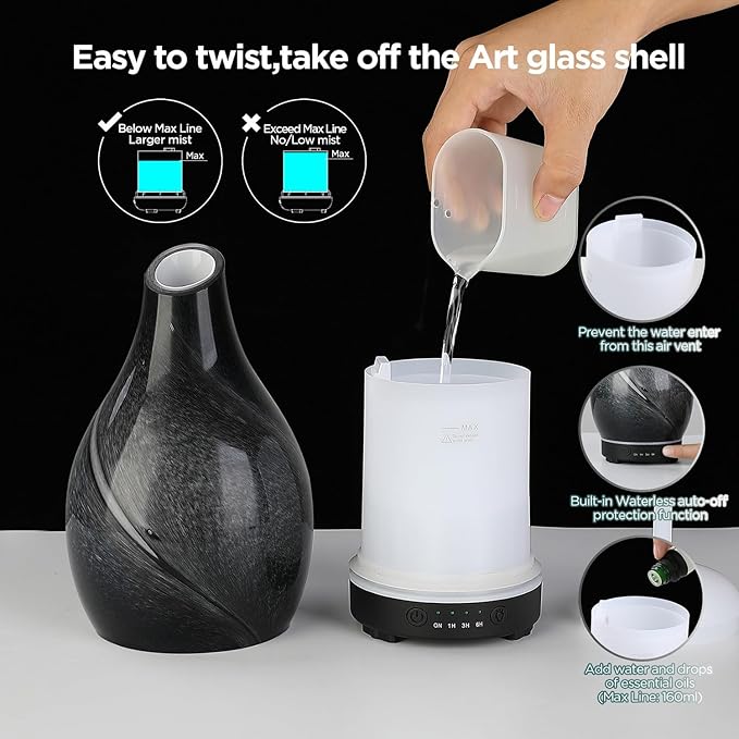Star River Aromatherapy Diffuser - 160ml Ultrasonic Essential Oil Diffuser with 7-Color LED Night Light, Cool Mist Humidifier, Intermittent Mode & Auto Shut-Off for Home, Gift - Bloomnest