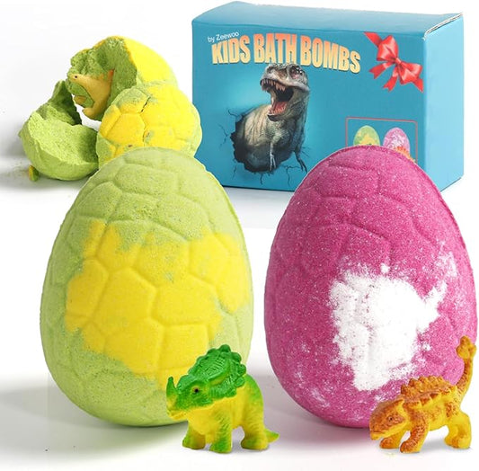 Bath Bombs for Kids with Toys Inside - 2 Organic Kids Bath Bombs with Surprise Inside, Dinosaur Bath Bombs for Kids 3-9 Years, Bath Bombs Gifts Easter Baskets Stuffers for Kids Boys Girls - Bloomnest