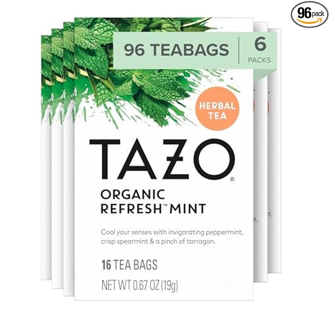 TAZO Refresh Mint Herbal Tea Bags, Caffeine Free, 96 Total Tea Bags (16ct - Pack of 6) - Bloomnest